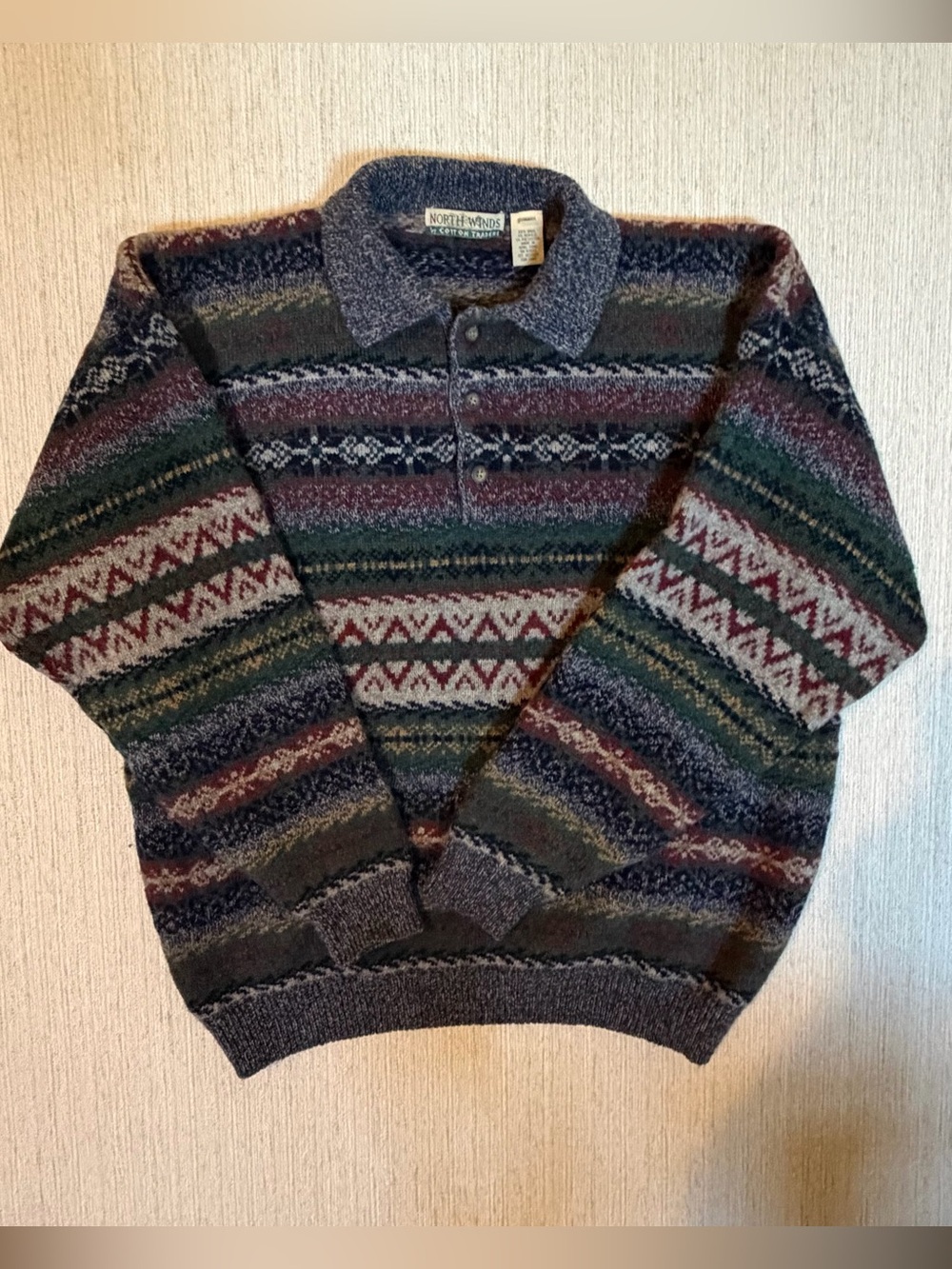 Vintage North Winds by Cotton Traders Wool Fair Isle Sweater Men’s XL